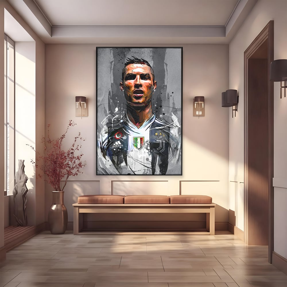Tablou Canvas Premium LuxCanva® C1028, Cristiano Ronaldo ,  Culori, Cristiano, Fotbalist, Juventus Torino, Game Room, Camera Copilului, Relaxare, Culori Vibrante