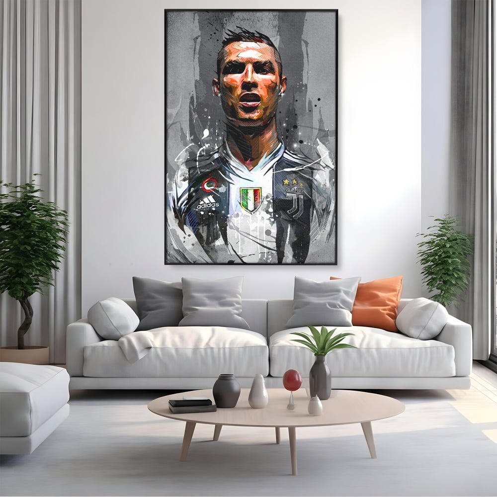 Tablou Canvas Premium LuxCanva® C1028, Cristiano Ronaldo ,  Culori, Cristiano, Fotbalist, Juventus Torino, Game Room, Camera Copilului, Relaxare, Culori Vibrante