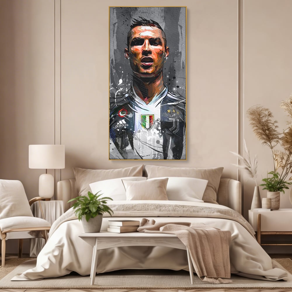 Tablou Canvas Premium LuxCanva® C1028, Cristiano Ronaldo ,  Culori, Cristiano, Fotbalist, Juventus Torino, Game Room, Camera Copilului, Relaxare, Culori Vibrante