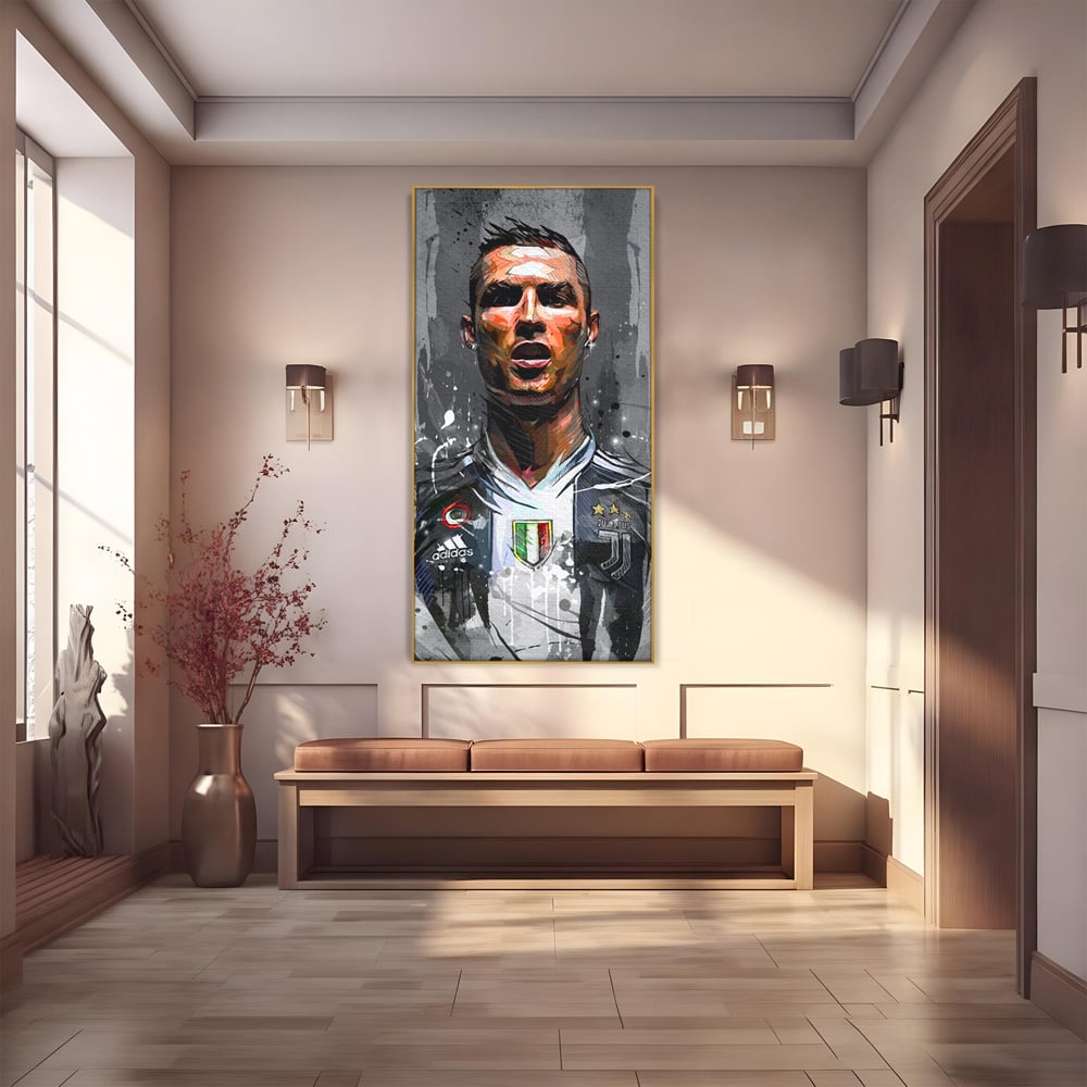 Tablou Canvas Premium LuxCanva® C1028, Cristiano Ronaldo ,  Culori, Cristiano, Fotbalist, Juventus Torino, Game Room, Camera Copilului, Relaxare, Culori Vibrante