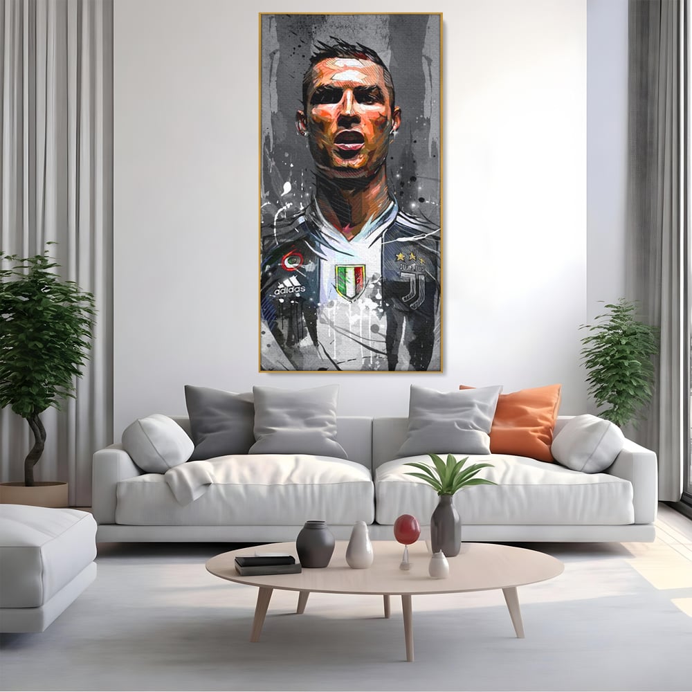 Tablou Canvas Premium LuxCanva® C1028, Cristiano Ronaldo ,  Culori, Cristiano, Fotbalist, Juventus Torino, Game Room, Camera Copilului, Relaxare, Culori Vibrante