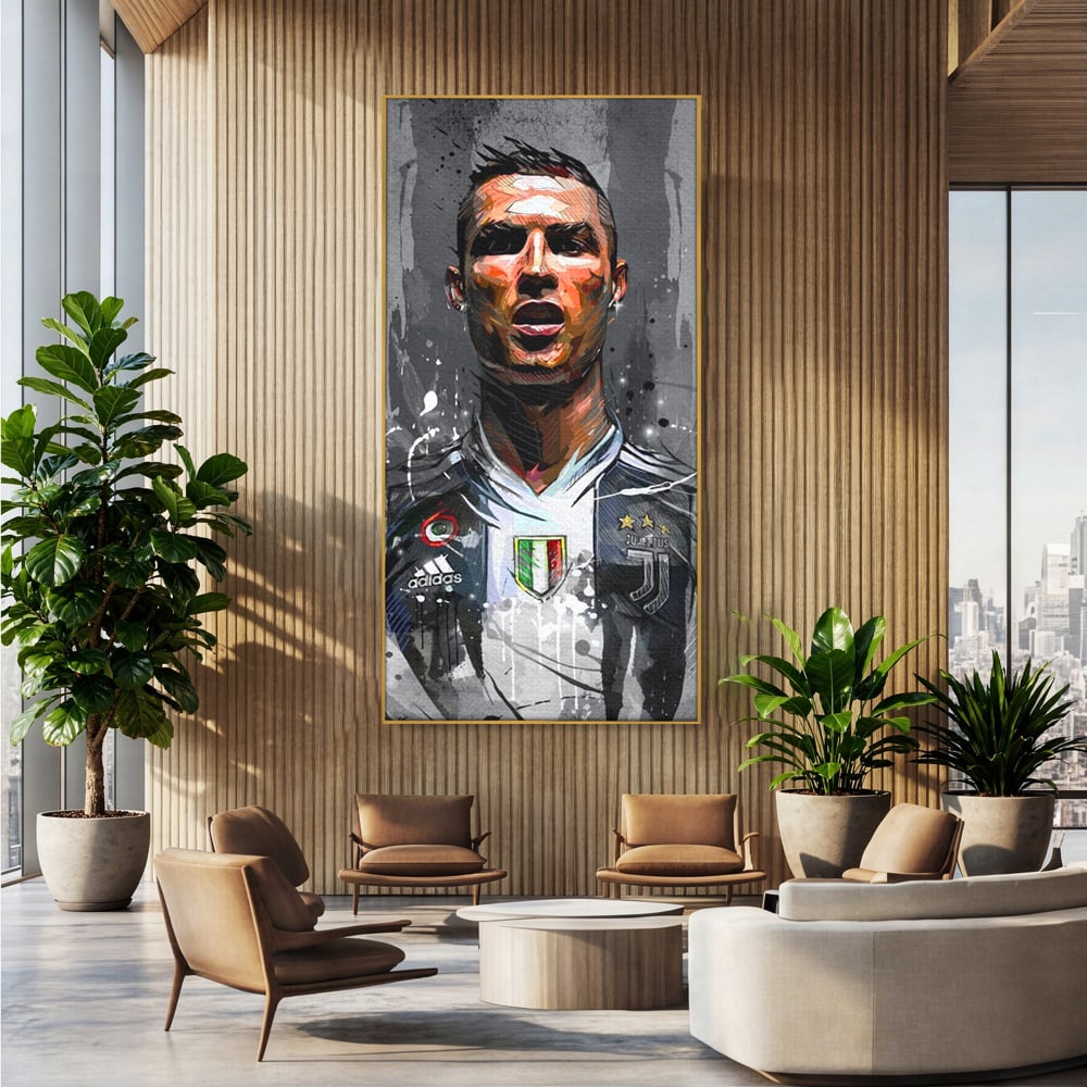 Tablou Canvas Premium LuxCanva® C1028, Cristiano Ronaldo ,  Culori, Cristiano, Fotbalist, Juventus Torino, Game Room, Camera Copilului, Relaxare, Culori Vibrante