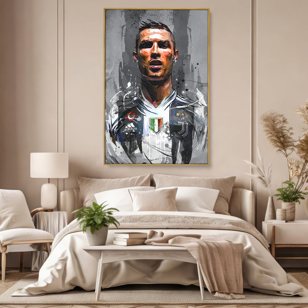 Tablou Canvas Premium LuxCanva® C1028, Cristiano Ronaldo ,  Culori, Cristiano, Fotbalist, Juventus Torino, Game Room, Camera Copilului, Relaxare, Culori Vibrante