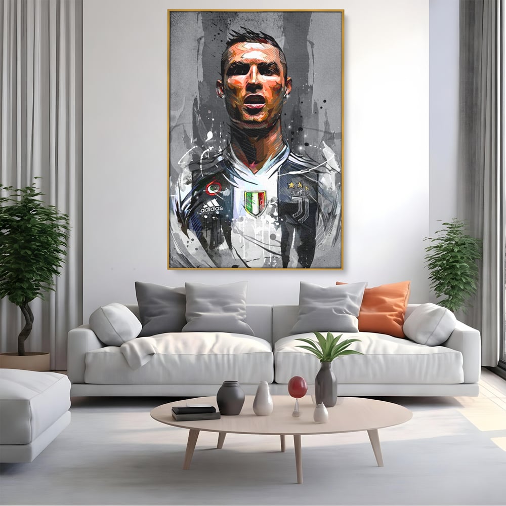 Tablou Canvas Premium LuxCanva® C1028, Cristiano Ronaldo ,  Culori, Cristiano, Fotbalist, Juventus Torino, Game Room, Camera Copilului, Relaxare, Culori Vibrante