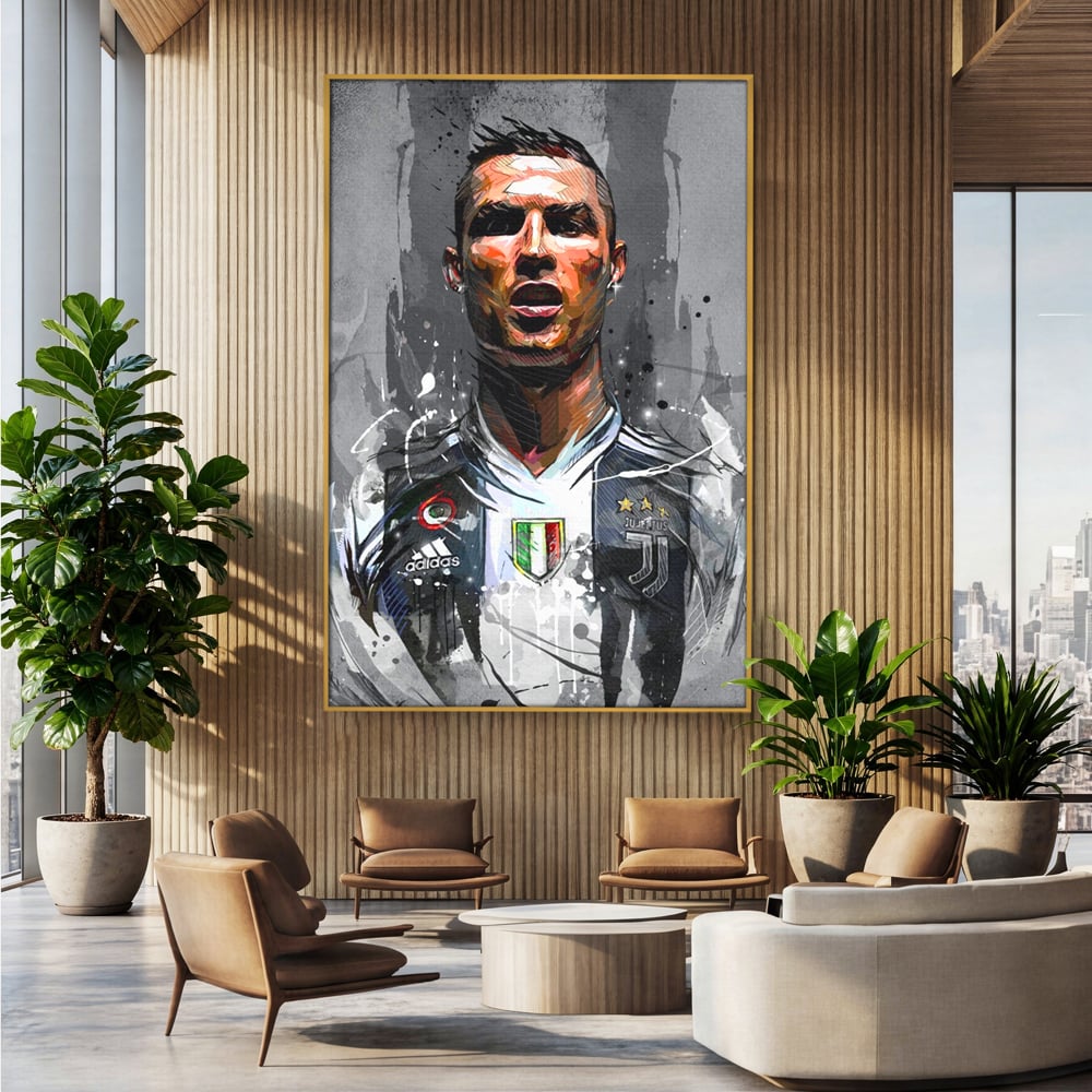 Tablou Canvas Premium LuxCanva® C1028, Cristiano Ronaldo ,  Culori, Cristiano, Fotbalist, Juventus Torino, Game Room, Camera Copilului, Relaxare, Culori Vibrante