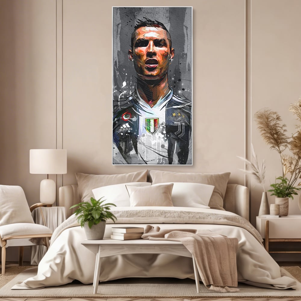 Tablou Canvas Premium LuxCanva® C1028, Cristiano Ronaldo ,  Culori, Cristiano, Fotbalist, Juventus Torino, Game Room, Camera Copilului, Relaxare, Culori Vibrante