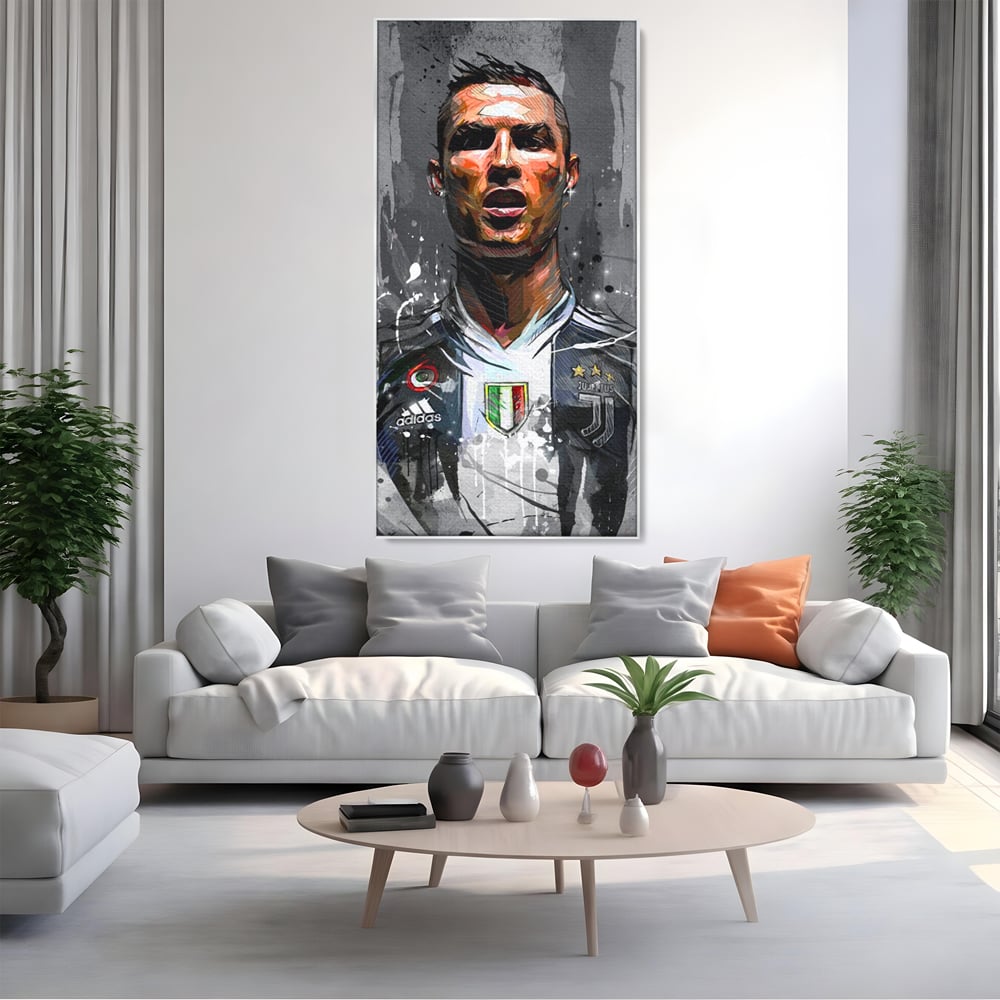 Tablou Canvas Premium LuxCanva® C1028, Cristiano Ronaldo ,  Culori, Cristiano, Fotbalist, Juventus Torino, Game Room, Camera Copilului, Relaxare, Culori Vibrante