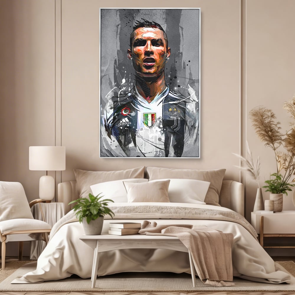 Tablou Canvas Premium LuxCanva® C1028, Cristiano Ronaldo ,  Culori, Cristiano, Fotbalist, Juventus Torino, Game Room, Camera Copilului, Relaxare, Culori Vibrante