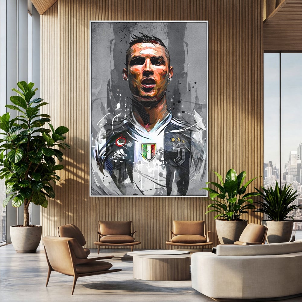 Tablou Canvas Premium LuxCanva® C1028, Cristiano Ronaldo ,  Culori, Cristiano, Fotbalist, Juventus Torino, Game Room, Camera Copilului, Relaxare, Culori Vibrante