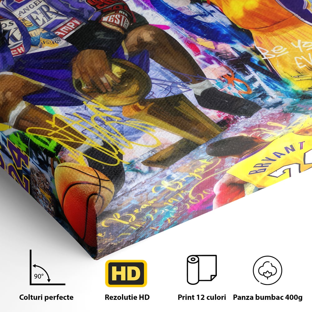 Tablou Canvas Premium LuxCanva® C1029, Kobe Bryant , Culori, Kobe Bryant, Basketbalist, Lakers, Game Room, Camera Copilului, Relaxare, Culori Vibrante