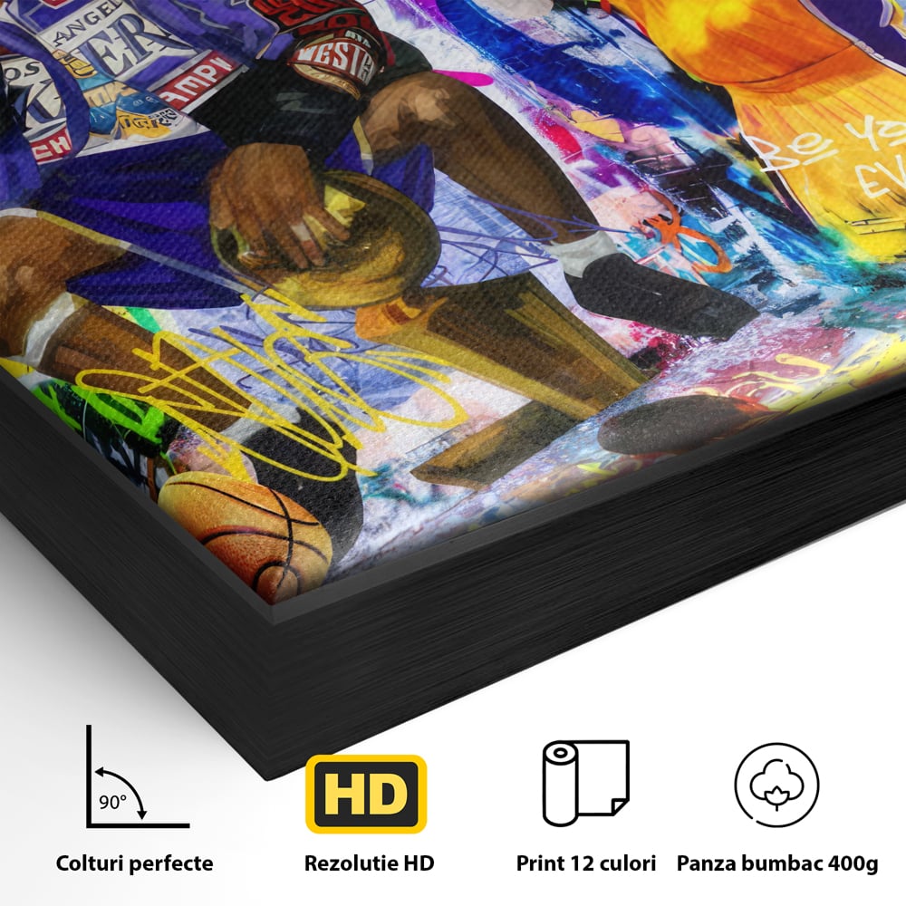 Tablou Canvas Premium LuxCanva® C1029, Kobe Bryant , Culori, Kobe Bryant, Basketbalist, Lakers, Game Room, Camera Copilului, Relaxare, Culori Vibrante