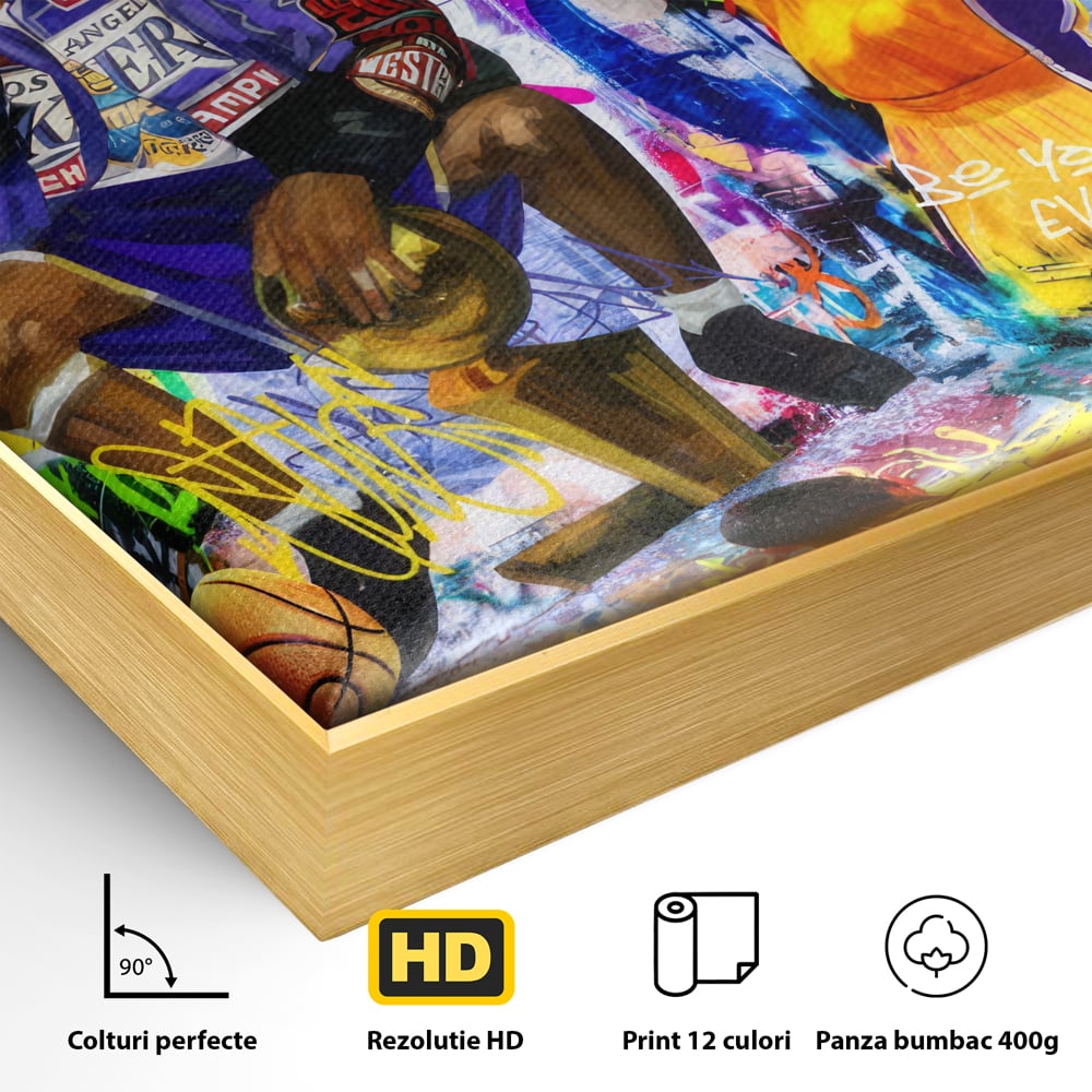 Tablou Canvas Premium LuxCanva® C1029, Kobe Bryant , Culori, Kobe Bryant, Basketbalist, Lakers, Game Room, Camera Copilului, Relaxare, Culori Vibrante