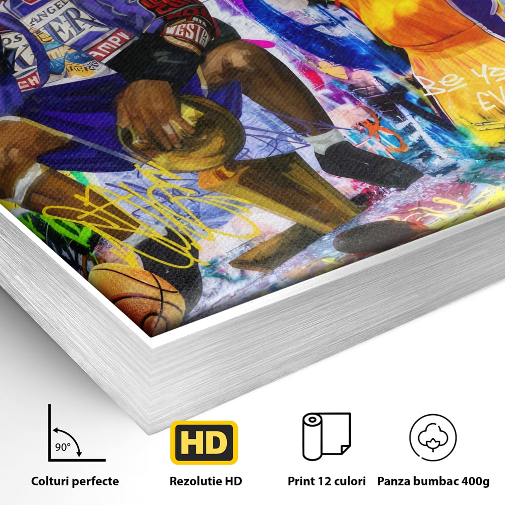 Tablou Canvas Premium LuxCanva® C1029, Kobe Bryant , Culori, Kobe Bryant, Basketbalist, Lakers, Game Room, Camera Copilului, Relaxare, Culori Vibrante