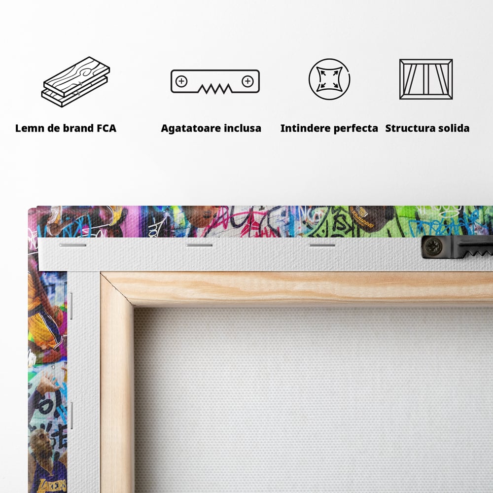 Tablou Canvas Premium LuxCanva® C1029, Kobe Bryant , Culori, Kobe Bryant, Basketbalist, Lakers, Game Room, Camera Copilului, Relaxare, Culori Vibrante