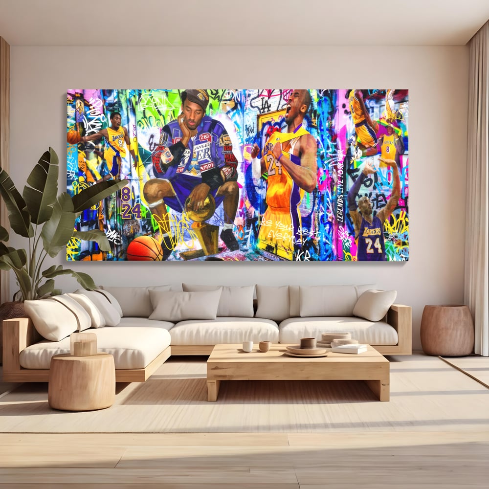 Tablou Canvas Premium LuxCanva® C1029, Kobe Bryant , Culori, Kobe Bryant, Basketbalist, Lakers, Game Room, Camera Copilului, Relaxare, Culori Vibrante
