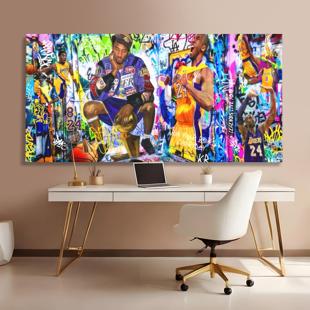 Tablou Canvas Premium LuxCanva® C1029, Kobe Bryant , Culori, Kobe Bryant, Basketbalist, Lakers, Game Room, Camera Copilului, Relaxare, Culori Vibrante