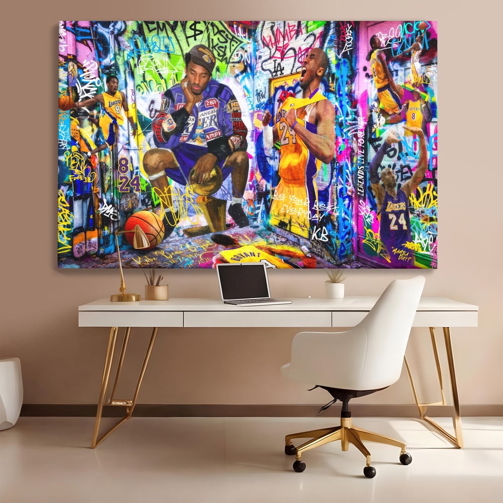 Tablou Canvas Premium LuxCanva® C1029, Kobe Bryant , Culori, Kobe Bryant, Basketbalist, Lakers, Game Room, Camera Copilului, Relaxare, Culori Vibrante