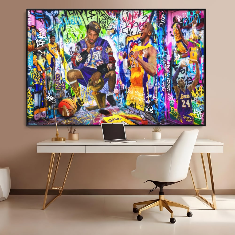 Tablou Canvas Premium LuxCanva® C1029, Kobe Bryant , Culori, Kobe Bryant, Basketbalist, Lakers, Game Room, Camera Copilului, Relaxare, Culori Vibrante