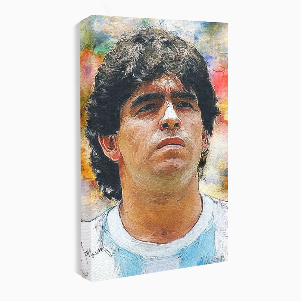 Tablou Canvas Premium LuxCanva® C1030, Diego Armando Maradona , Culori, Maradona, Fotbalist, Argentina, Game Room, Camera Copilului, Relaxare, Culori Vibrante
