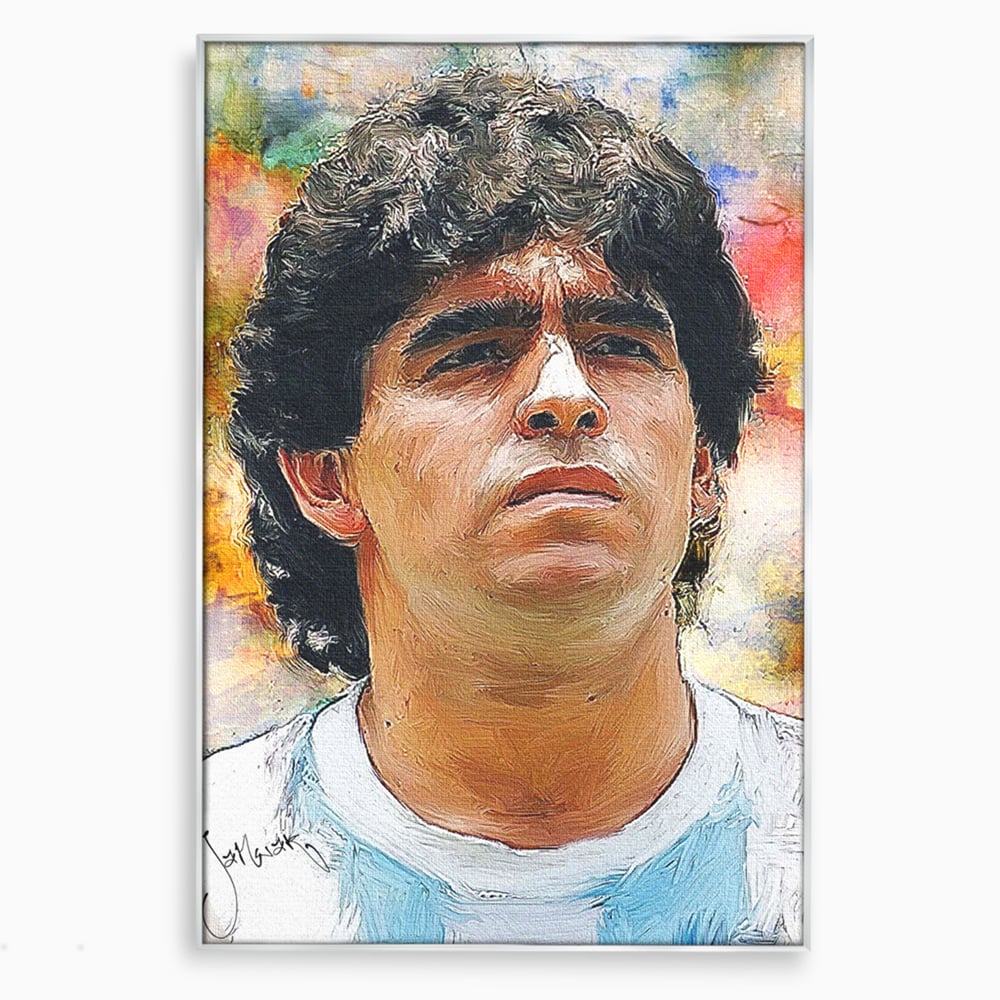 Tablou Canvas Premium LuxCanva® C1030, Diego Armando Maradona , Culori, Maradona, Fotbalist, Argentina, Game Room, Camera Copilului, Relaxare, Culori Vibrante