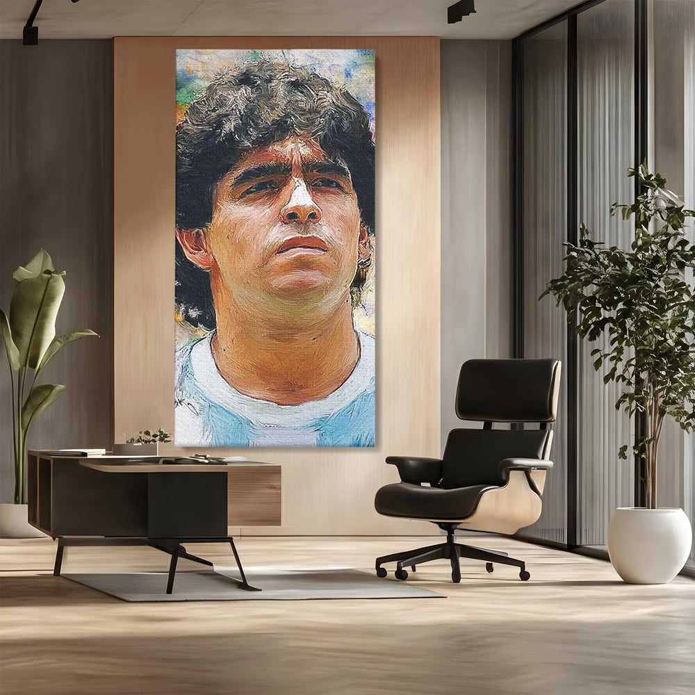 Tablou Canvas Premium LuxCanva® C1030, Diego Armando Maradona , Culori, Maradona, Fotbalist, Argentina, Game Room, Camera Copilului, Relaxare, Culori Vibrante