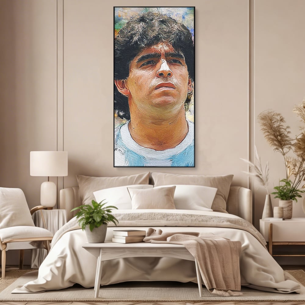 Tablou Canvas Premium LuxCanva® C1030, Diego Armando Maradona , Culori, Maradona, Fotbalist, Argentina, Game Room, Camera Copilului, Relaxare, Culori Vibrante