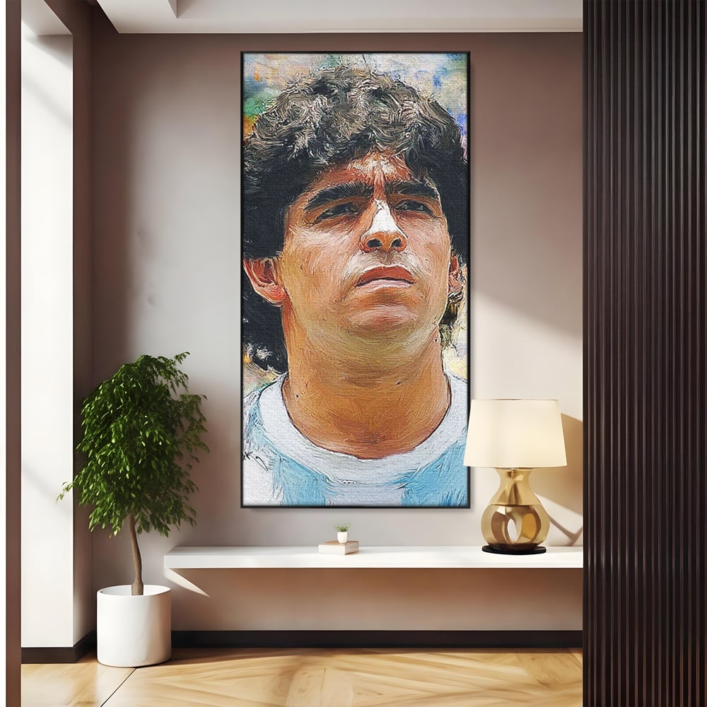 Tablou Canvas Premium LuxCanva® C1030, Diego Armando Maradona , Culori, Maradona, Fotbalist, Argentina, Game Room, Camera Copilului, Relaxare, Culori Vibrante