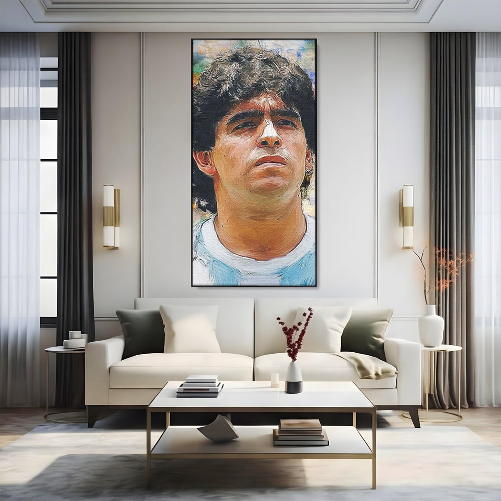 Tablou Canvas Premium LuxCanva® C1030, Diego Armando Maradona , Culori, Maradona, Fotbalist, Argentina, Game Room, Camera Copilului, Relaxare, Culori Vibrante