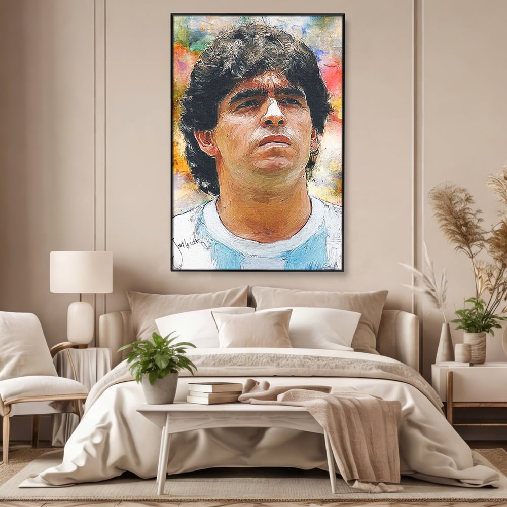 Tablou Canvas Premium LuxCanva® C1030, Diego Armando Maradona , Culori, Maradona, Fotbalist, Argentina, Game Room, Camera Copilului, Relaxare, Culori Vibrante