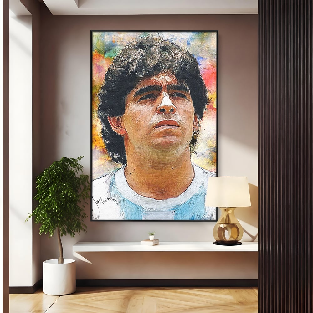 Tablou Canvas Premium LuxCanva® C1030, Diego Armando Maradona , Culori, Maradona, Fotbalist, Argentina, Game Room, Camera Copilului, Relaxare, Culori Vibrante