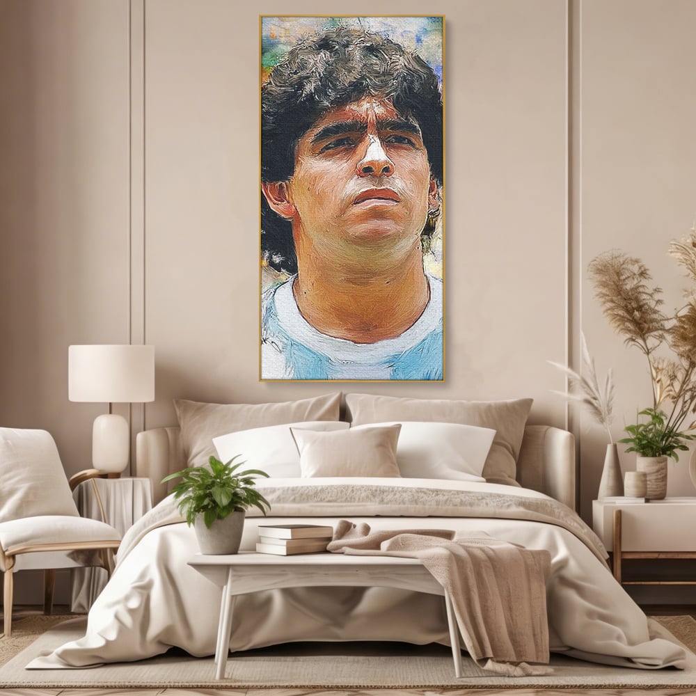 Tablou Canvas Premium LuxCanva® C1030, Diego Armando Maradona , Culori, Maradona, Fotbalist, Argentina, Game Room, Camera Copilului, Relaxare, Culori Vibrante