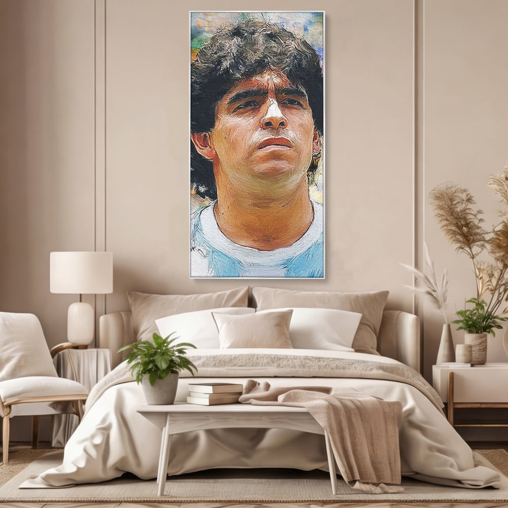 Tablou Canvas Premium LuxCanva® C1030, Diego Armando Maradona , Culori, Maradona, Fotbalist, Argentina, Game Room, Camera Copilului, Relaxare, Culori Vibrante