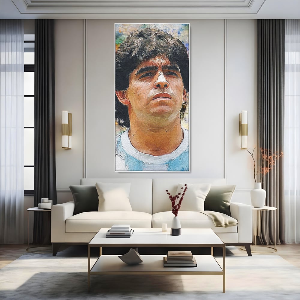 Tablou Canvas Premium LuxCanva® C1030, Diego Armando Maradona , Culori, Maradona, Fotbalist, Argentina, Game Room, Camera Copilului, Relaxare, Culori Vibrante