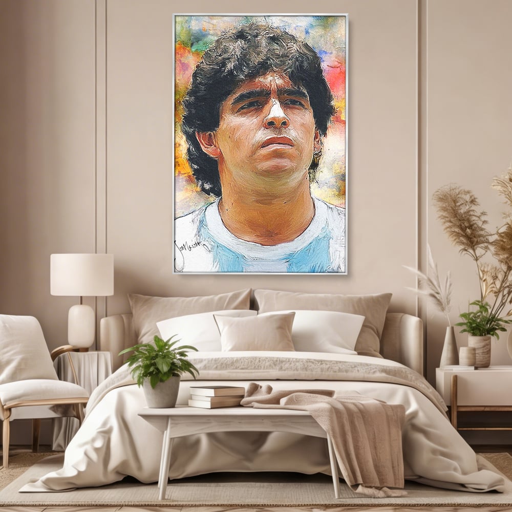 Tablou Canvas Premium LuxCanva® C1030, Diego Armando Maradona , Culori, Maradona, Fotbalist, Argentina, Game Room, Camera Copilului, Relaxare, Culori Vibrante