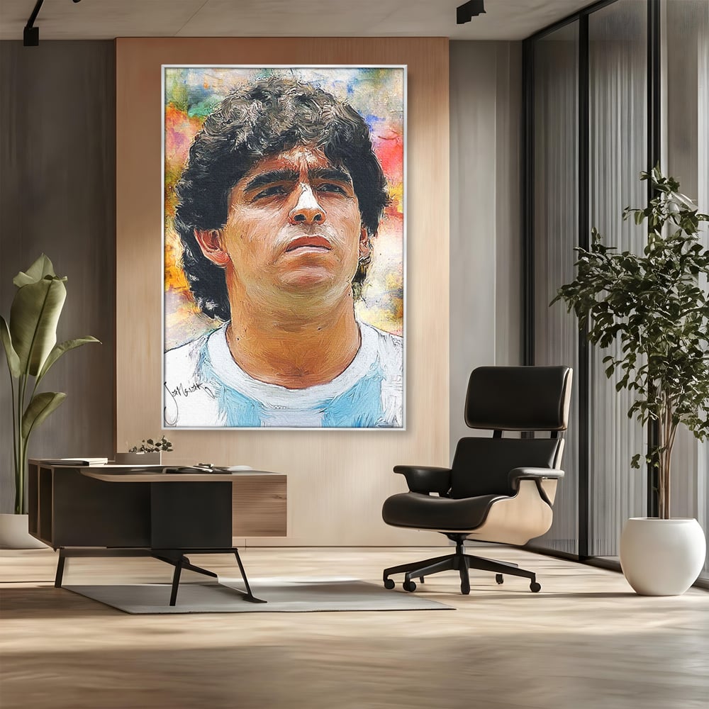 Tablou Canvas Premium LuxCanva® C1030, Diego Armando Maradona , Culori, Maradona, Fotbalist, Argentina, Game Room, Camera Copilului, Relaxare, Culori Vibrante