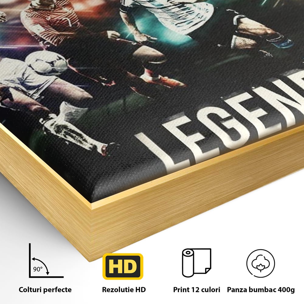 Tablou Canvas Premium LuxCanva® C1031, Legende Ale Fotbalului , Maradona, Pele, Ronaldo, CR7, Messi, Zidane, Legende, Game Room, Bar, Relaxare, Culori Vibrante