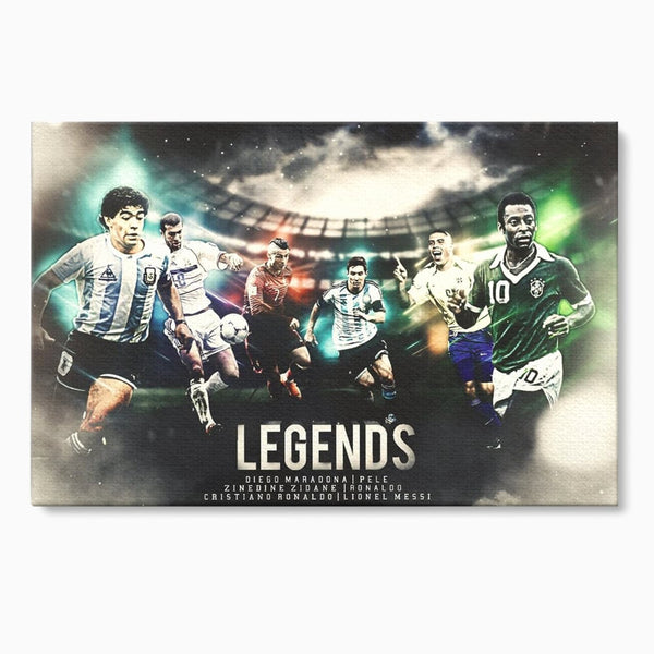 Tablou Canvas Premium LuxCanva® C1031, Legende Ale Fotbalului , Maradona, Pele, Ronaldo, CR7, Messi, Zidane, Legende, Game Room, Bar, Relaxare, Culori Vibrante