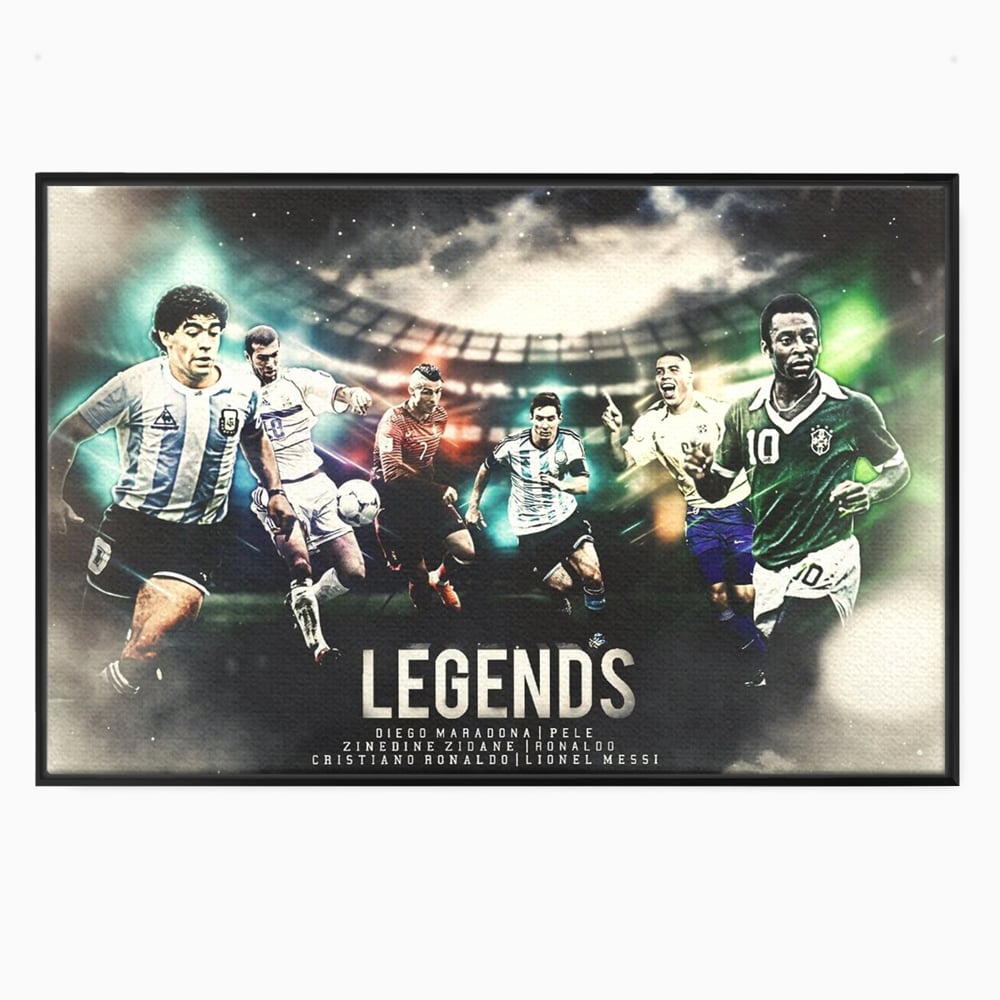 Tablou Canvas Premium LuxCanva® C1031, Legende Ale Fotbalului , Maradona, Pele, Ronaldo, CR7, Messi, Zidane, Legende, Game Room, Bar, Relaxare, Culori Vibrante