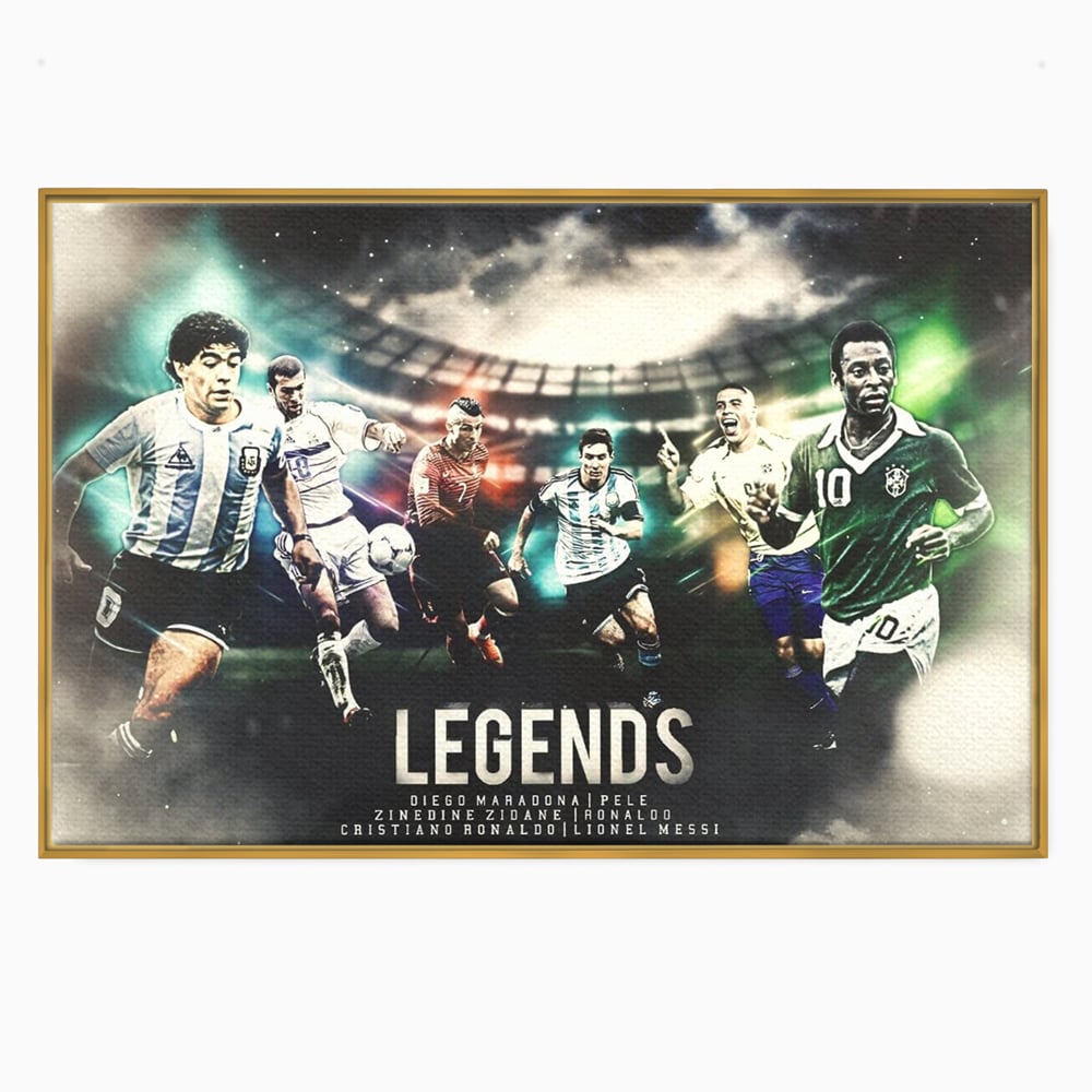 Tablou Canvas Premium LuxCanva® C1031, Legende Ale Fotbalului , Maradona, Pele, Ronaldo, CR7, Messi, Zidane, Legende, Game Room, Bar, Relaxare, Culori Vibrante