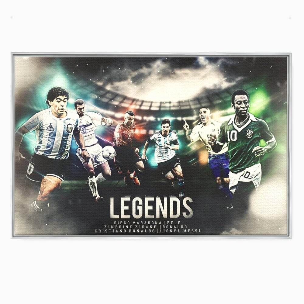 Tablou Canvas Premium LuxCanva® C1031, Legende Ale Fotbalului , Maradona, Pele, Ronaldo, CR7, Messi, Zidane, Legende, Game Room, Bar, Relaxare, Culori Vibrante