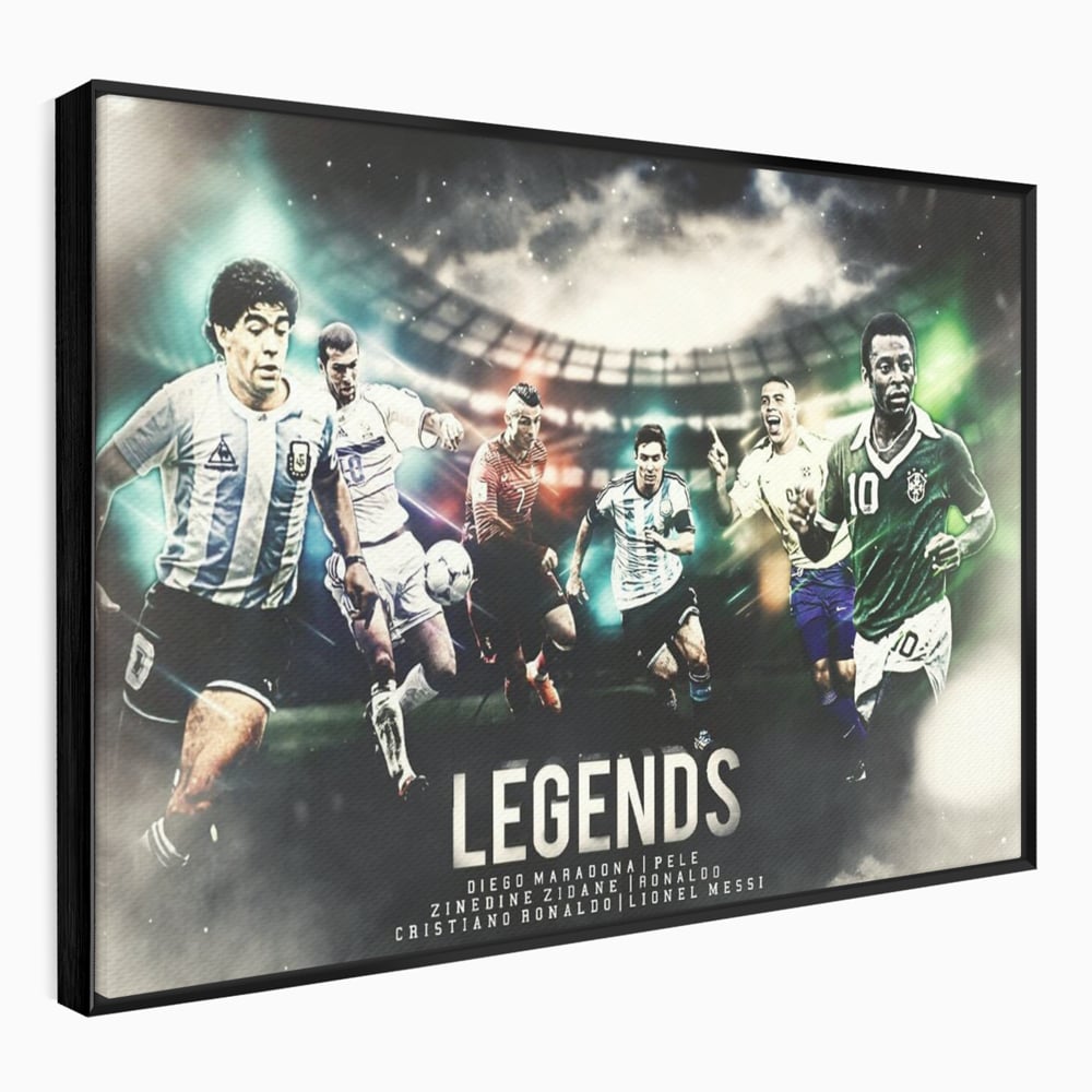 Tablou Canvas Premium LuxCanva® C1031, Legende Ale Fotbalului , Maradona, Pele, Ronaldo, CR7, Messi, Zidane, Legende, Game Room, Bar, Relaxare, Culori Vibrante