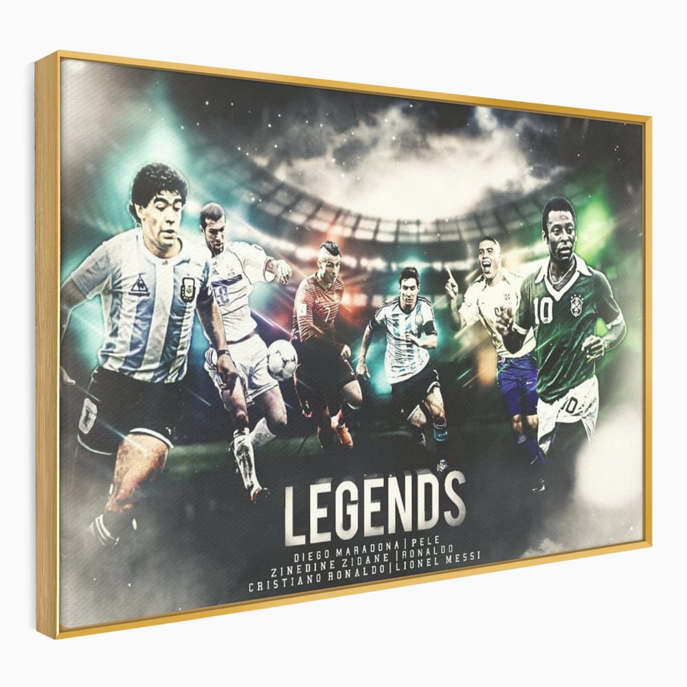 Tablou Canvas Premium LuxCanva® C1031, Legende Ale Fotbalului , Maradona, Pele, Ronaldo, CR7, Messi, Zidane, Legende, Game Room, Bar, Relaxare, Culori Vibrante
