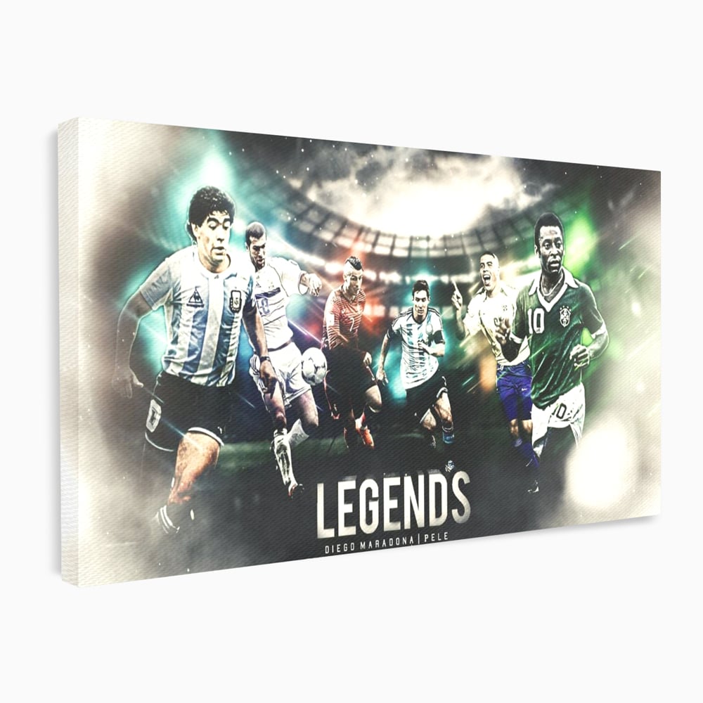 Tablou Canvas Premium LuxCanva® C1031, Legende Ale Fotbalului , Maradona, Pele, Ronaldo, CR7, Messi, Zidane, Legende, Game Room, Bar, Relaxare, Culori Vibrante