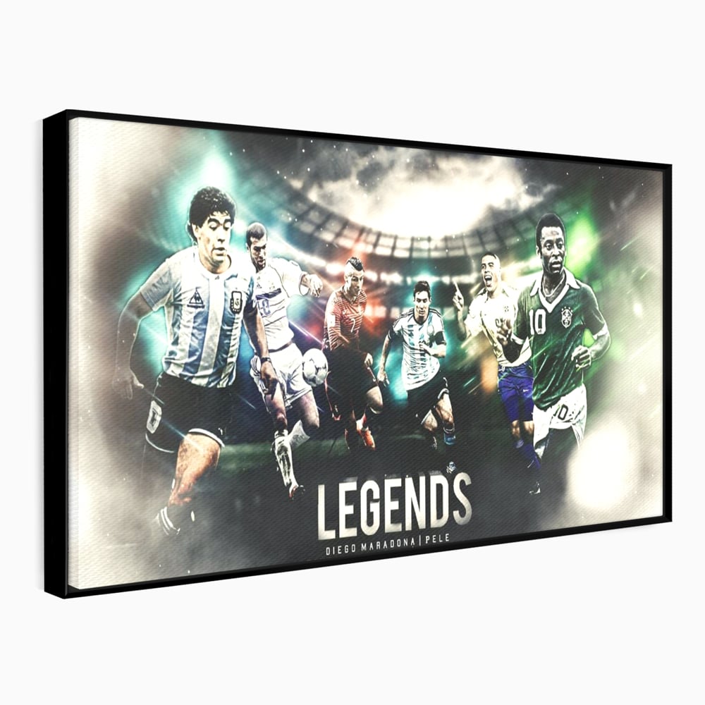 Tablou Canvas Premium LuxCanva® C1031, Legende Ale Fotbalului , Maradona, Pele, Ronaldo, CR7, Messi, Zidane, Legende, Game Room, Bar, Relaxare, Culori Vibrante