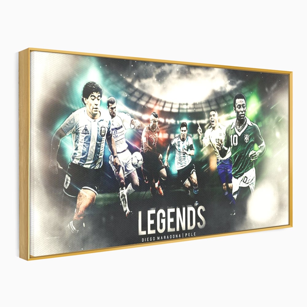 Tablou Canvas Premium LuxCanva® C1031, Legende Ale Fotbalului , Maradona, Pele, Ronaldo, CR7, Messi, Zidane, Legende, Game Room, Bar, Relaxare, Culori Vibrante