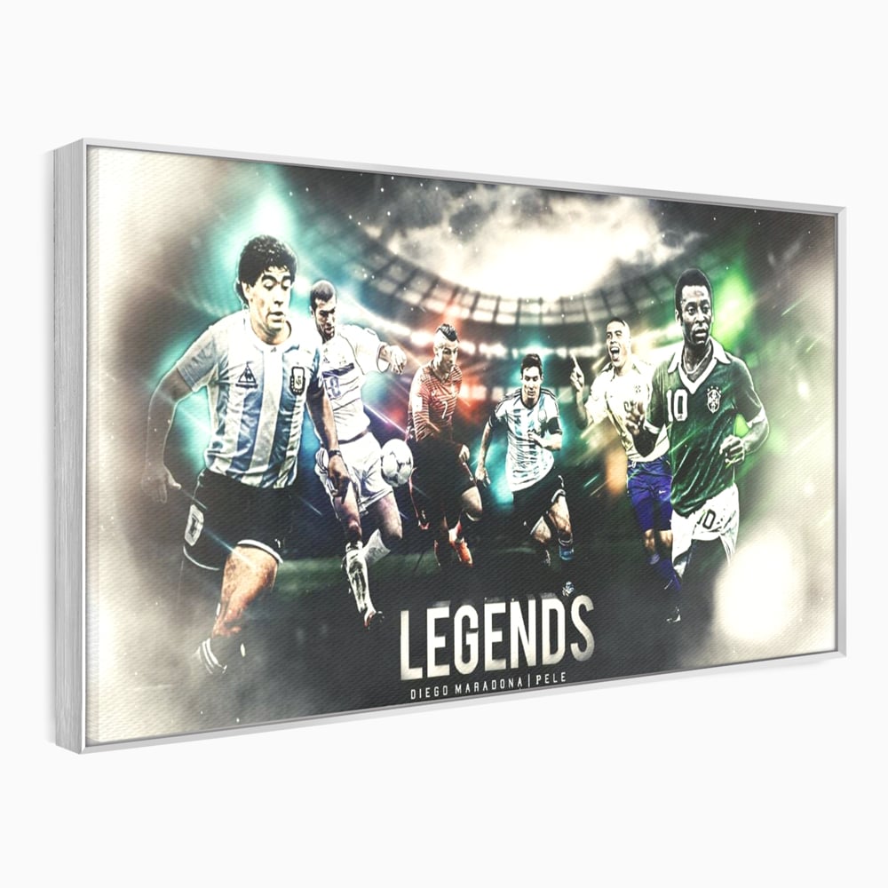 Tablou Canvas Premium LuxCanva® C1031, Legende Ale Fotbalului , Maradona, Pele, Ronaldo, CR7, Messi, Zidane, Legende, Game Room, Bar, Relaxare, Culori Vibrante