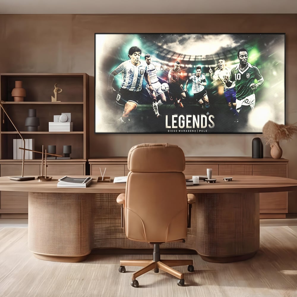 Tablou Canvas Premium LuxCanva® C1031, Legende Ale Fotbalului , Maradona, Pele, Ronaldo, CR7, Messi, Zidane, Legende, Game Room, Bar, Relaxare, Culori Vibrante