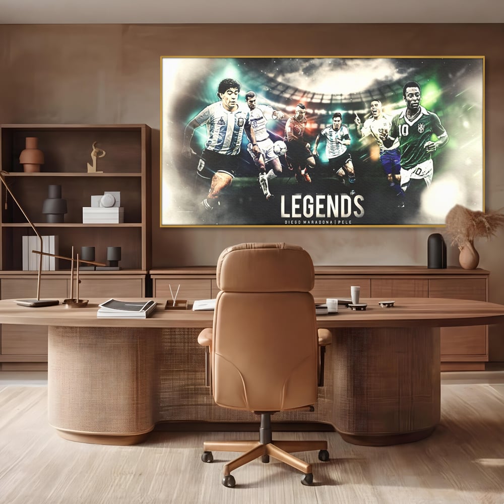 Tablou Canvas Premium LuxCanva® C1031, Legende Ale Fotbalului , Maradona, Pele, Ronaldo, CR7, Messi, Zidane, Legende, Game Room, Bar, Relaxare, Culori Vibrante