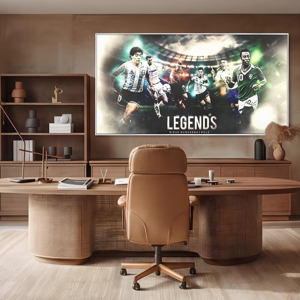 Tablou Canvas Premium LuxCanva® C1031, Legende Ale Fotbalului , Maradona, Pele, Ronaldo, CR7, Messi, Zidane, Legende, Game Room, Bar, Relaxare, Culori Vibrante