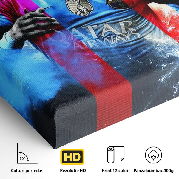 Leinwand Wandkunst Leinwand Wandkunst Premium LuxCanva® C1033, Neymar Jr , Farben, Fußballer, Barcelona, Kinderzimmer, Spielzimmer, Bar, entspannend, Bar, leuchtende Farben
